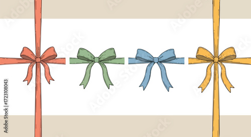 Elegant gift bows in vibrant coral, sage green, sky blue, and sunny yellow add festive charm to any celebration.