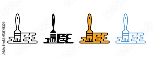 Paintbrush dipping into paint icon vector. diverse styles and vibrant hues symbol. vector illustration.