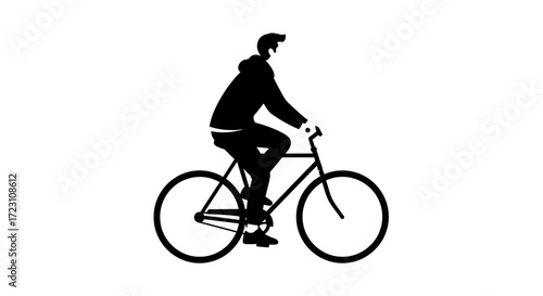 Silhouette of a man riding a bicycle on a white background vector illustration