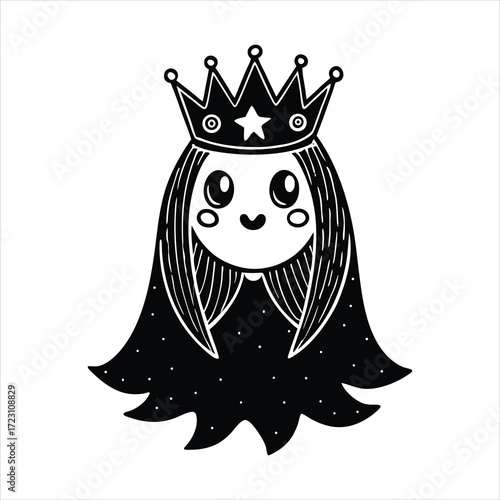 Cute pink ghost in flat style