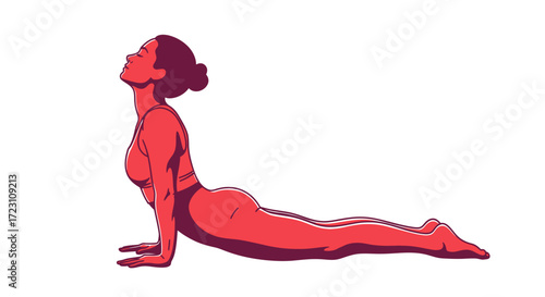 Illustration depicting a woman performing the cobra pose in yoga for wellness