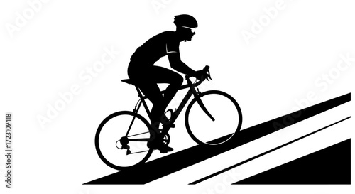 Silhouette cyclist on a road bike demonstrating cycling performance and fitness exercise