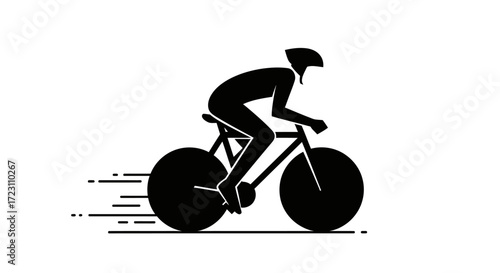 Minimalist cyclist silhouette conveying motion and speed in a dynamic graphic design