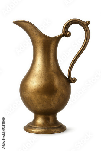 Antique brass pitcher for serving water, decorative use, or as a vintage home decor piece