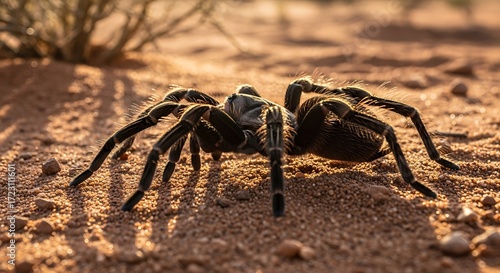 Tarantula Spider on Sand.
