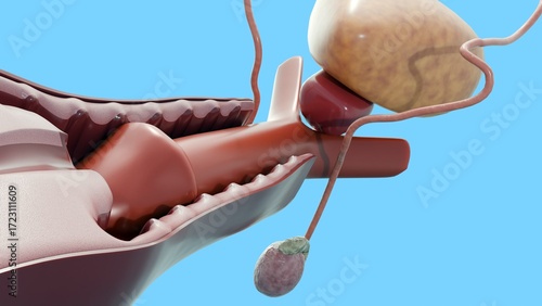 3D cross sectional view of internal structures involved in reproduction, the process of a penis being inserted into a vagina is known scientifically as coitus, copulation or penile vaginal intercourse