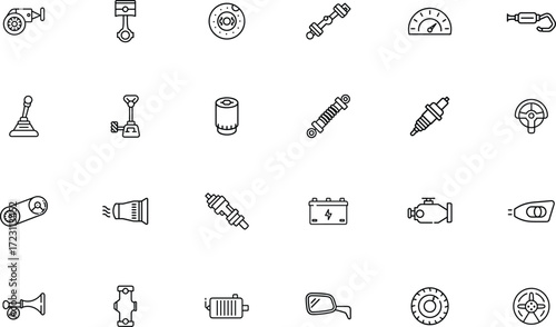 Auto Parts Icon Vector for Car and Mechanic Tools
