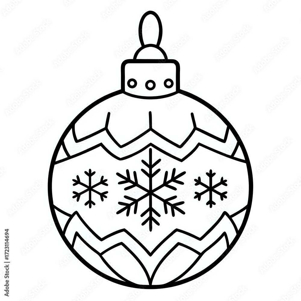Obraz premium christmas ball ,hand drawn illustration outline isolated on white background
