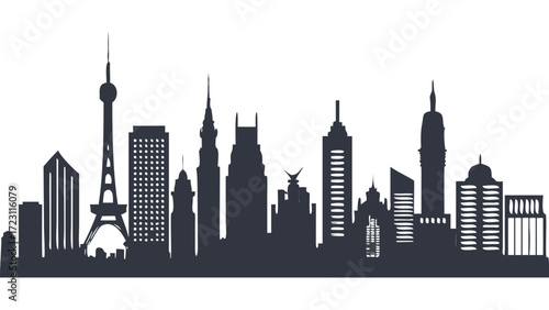 Stunning cityscape silhouette featuring iconic architecture, perfect for travel blogs, urban planning, or modern design projects, originally a vector file