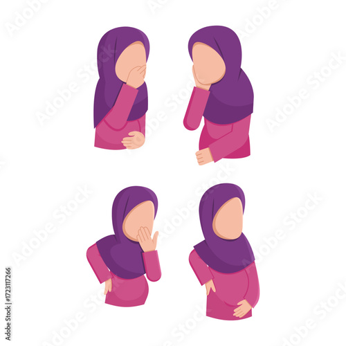 Hijab Pregnant Woman Feeling Sick Collection