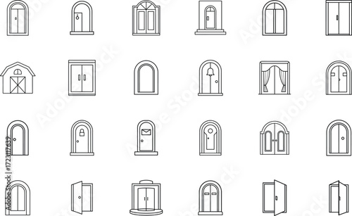 Door Outline Icon Vector for House and Interior Design