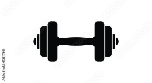 Black dumbbell icon representing fitness and strength training a bold silhouette
