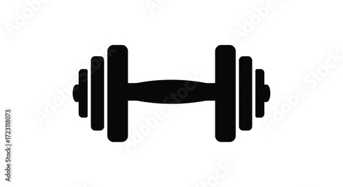 Black dumbbell icon design representing fitness and strength training silhouette