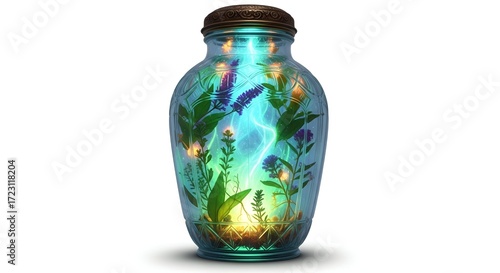 Enchanted Flora Glowing Botanicals in a Glass Vessel
