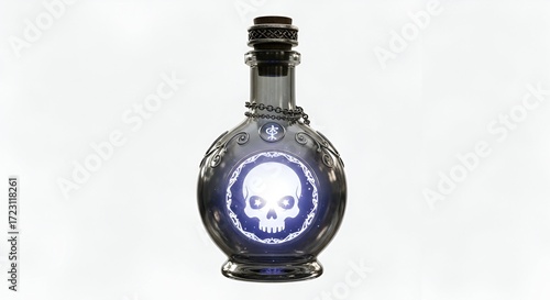 Glowing Skull Potion Bottle Ethereal 3D Render