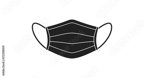 Simple black face mask with elastic straps a striking silhouette