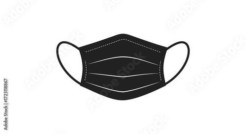 Simple black face mask illustration with elastic straps a graphic silhouette