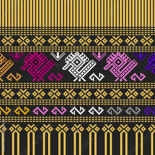 Traditional Laos Textile Pattern Eps