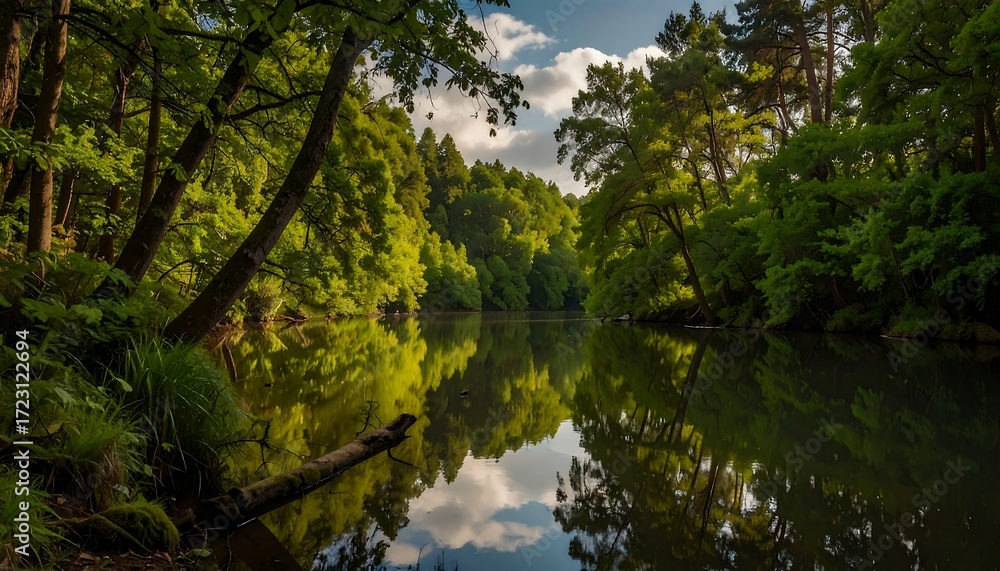 Fototapeta premium Tranquil forest river scene