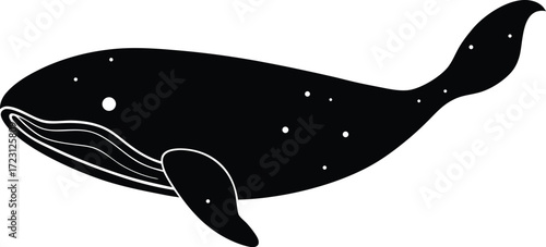 blue whale body filled with galaxy line art illustration