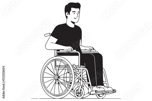 A smiling man in a wheelchair, representing mobility and independence