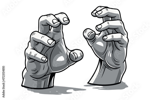 Stylized illustration of two hands reaching out, isolated on Transparent Background