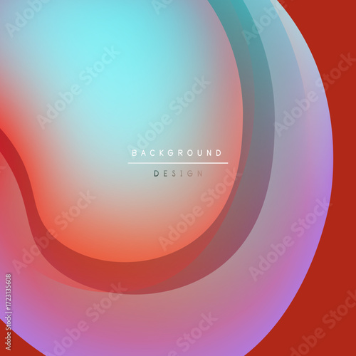 Abstract fluid shapes blend, creating vibrant color gradients. Design features text overlayed on central area. Smooth transitions dominate composition.
