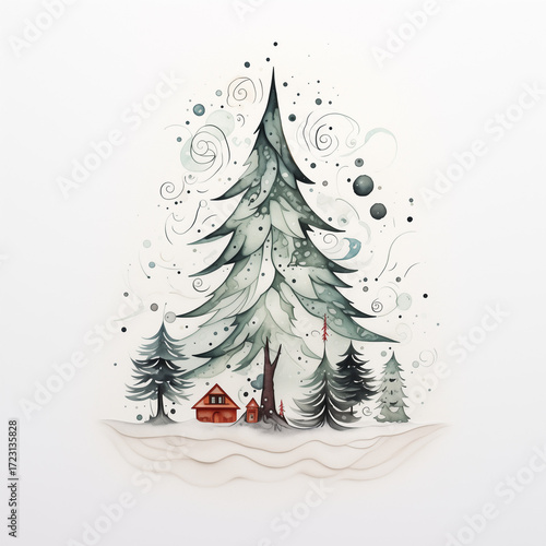 christmas tree with snow