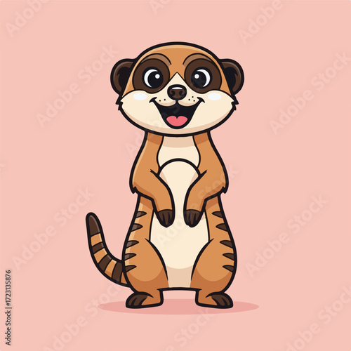 Wallpaper Mural "Cartoon Meerkat Standing Upright – Cute Animal Character on Pink Background" Torontodigital.ca