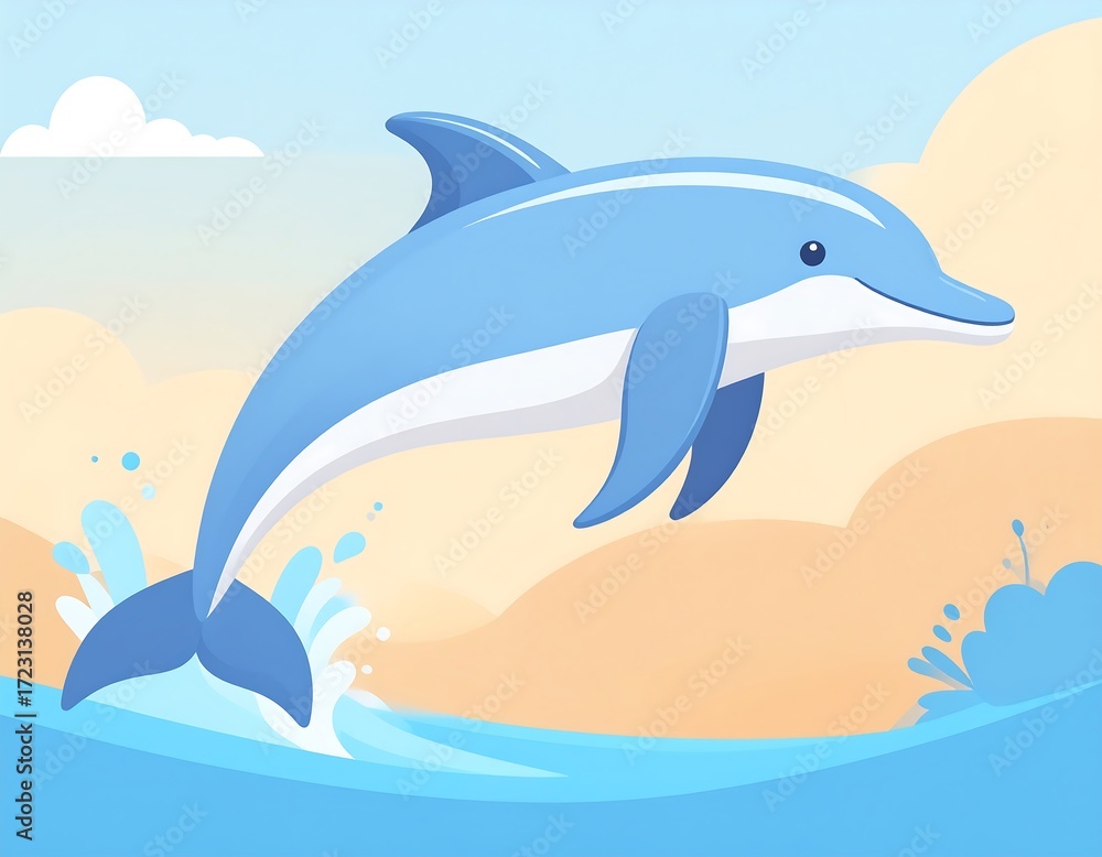 Fototapeta premium Cute dolphin jumping in the ocean