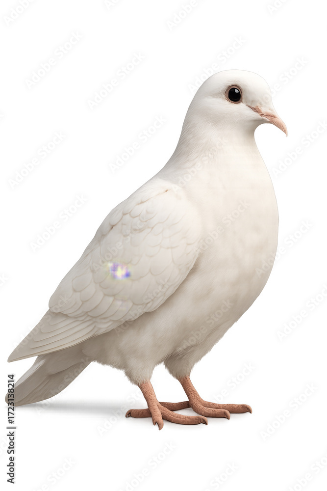Obraz premium White dove standing on transparent background symbolizing peace and purity