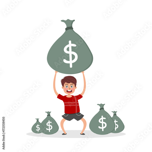 illustration of a man holding a bag full of money