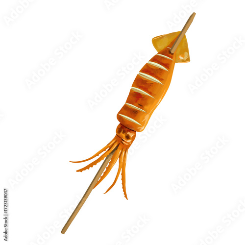 Illustration of grilled squid