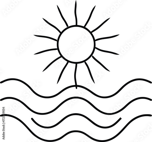 minimal sun and wave line art design