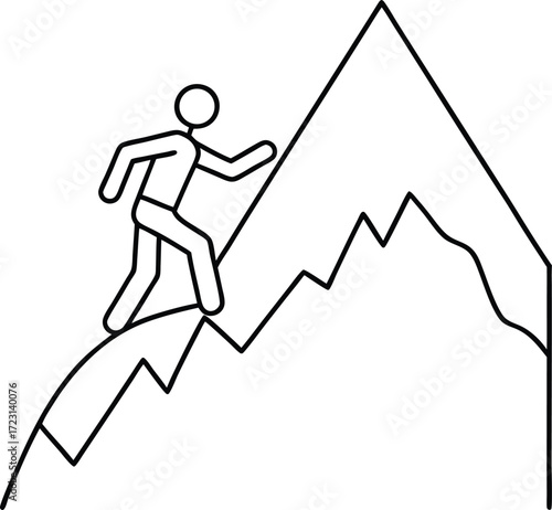mountain climber summit line art artwork