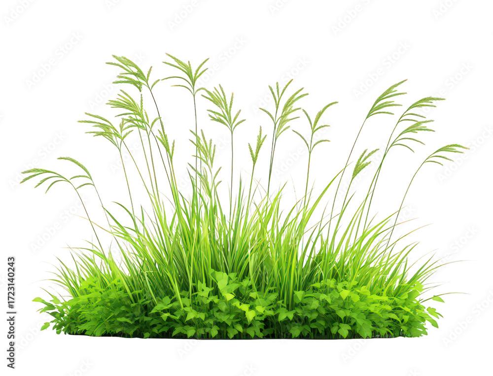 Obraz premium 3D render of long grass and small bushes