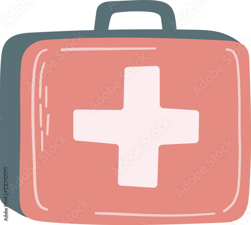 A stylized first aid kit with a white cross