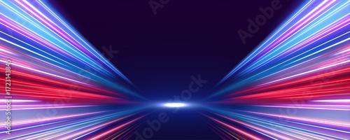 Digital light waves surge across the screen, forming abstract paths of acceleration. Each curve signals futuristic intent. A pulse of high-speed energy.