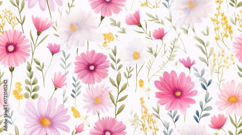 watercolor pink floral pattern