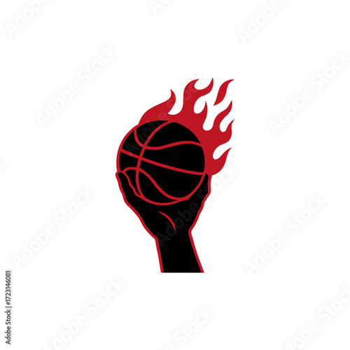 Fiery Basketball Held in a Hand, a Powerful Sports Graphic
