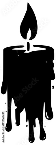 An illustration of a black wax candle melting due to burning