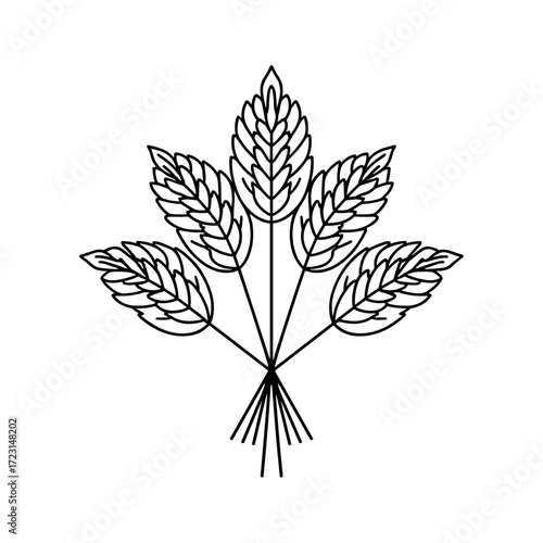 Wheat sheaf illustration in minimal black line art style  