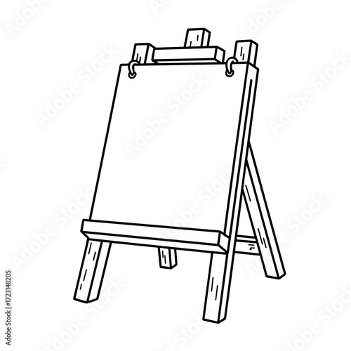 Blank wooden easel sign in sketched style for creative display  