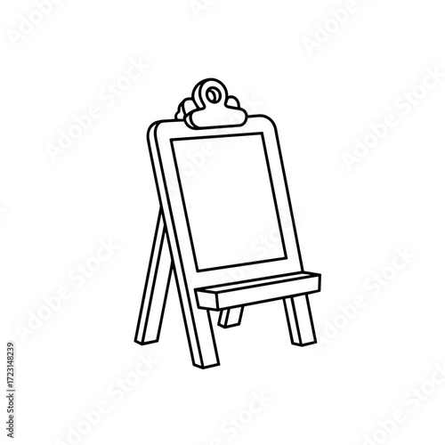Blank wooden easel with clip for signs in minimalist style  