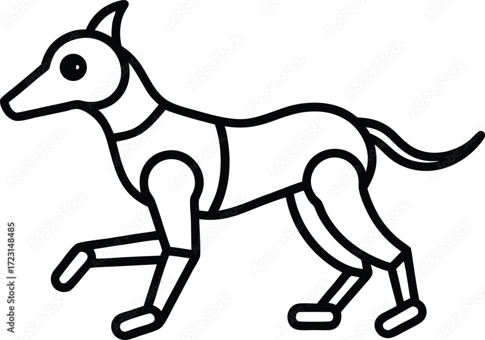 Fototapeta premium robot dog running line art