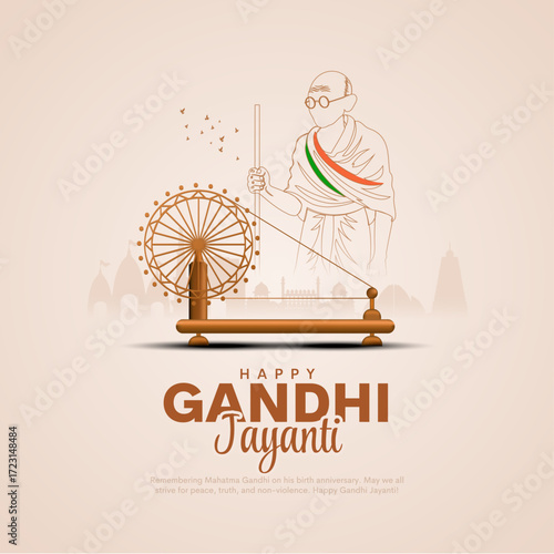 creative vector design for gandhi bapu birthday or jayanti post. 2nd october.	