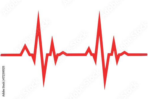 Red electrocardiogram ecg heartbeat line on a Transparent Background, isolated