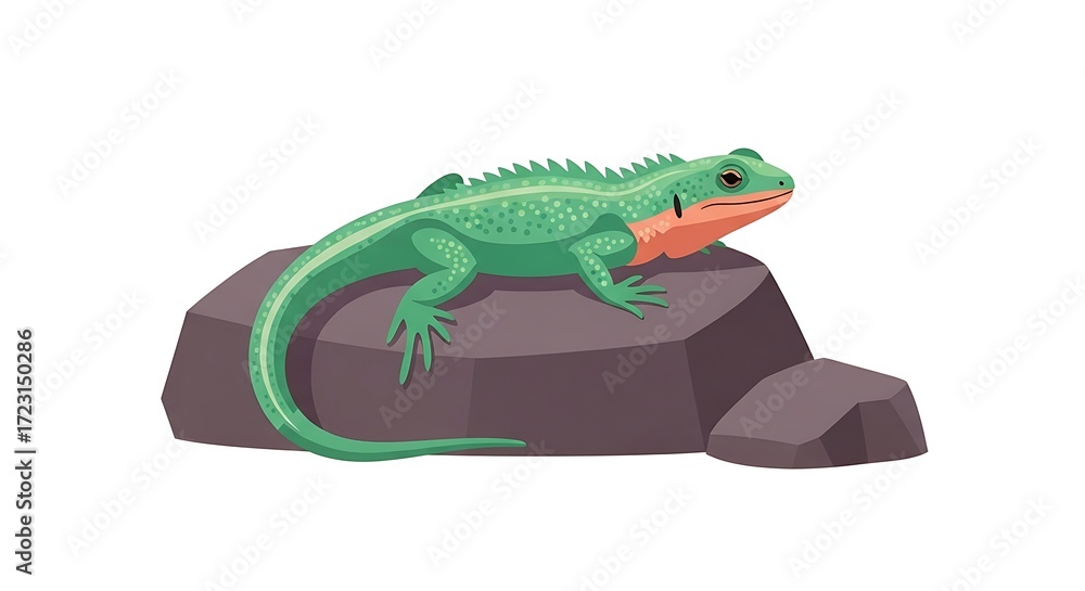 Fototapeta premium Green Lizard on Stone.