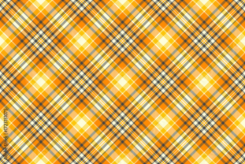 Cosy texture check plaid, chinese new year textile pattern tartan. Old seamless background vector fabric in dark orange and light yellow colors.
