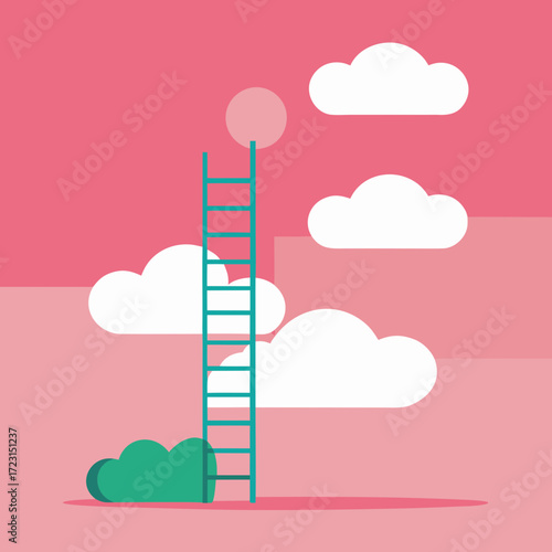 Step Ladder Leading to Clouds – Growth, Future, and Development Concept